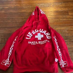 red lifeguard sweatshirt- santa monica california size L